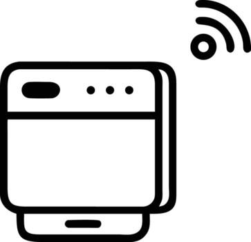 Smart speaker device icon with wireless internet connection in line art vector