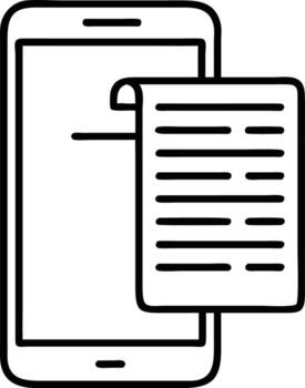 Smartphone and document in line art style for mobile banking app vector