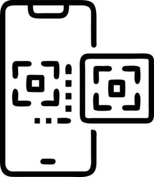 teléfono inteligente exploración qr código icono ilustración para producto o solicitud diseño vector