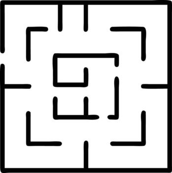 Square maze with walls in a handdrawn style, illustrating a puzzle game solution vector