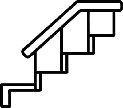 Staircase outline icon with railing in simple geometric line art style vector