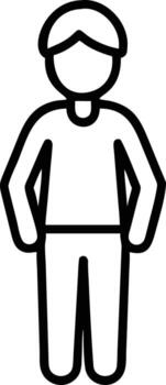Standing person outline icon, simple stick figure style, ui symbol vector