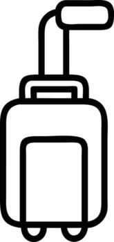 Suitcase icon with extendable handle in outline style for travel designs vector