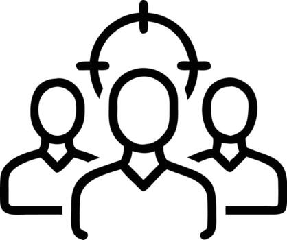 objetivo audiencia icono, cliente focalización y segmentación concepto línea ilustración para digital diseño vector