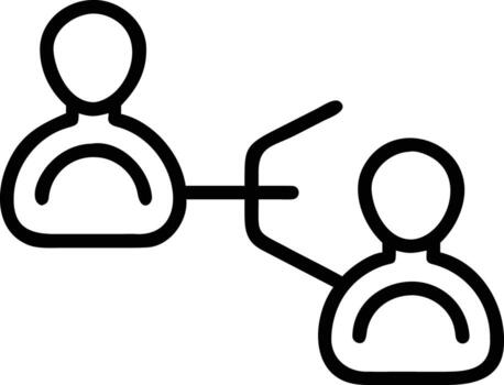 Team collaboration icon showing people connection, organizational structure in simple line art vector