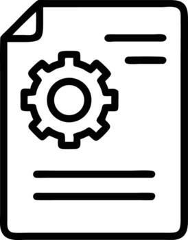 Technical document icon with gear outline, machine settings file symbol isolated vector