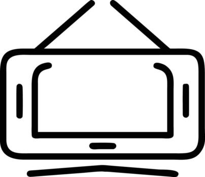 Television outline icon with antenna on stand for simple user interface symbol vector