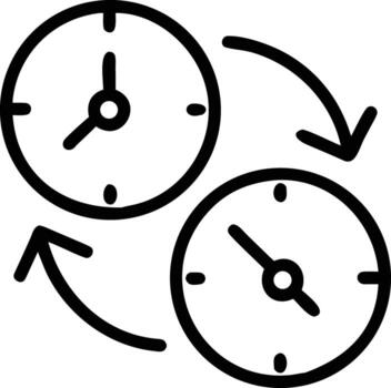 hora intercambiar línea Arte diseño con redondo relojes y ciclo flechas vector