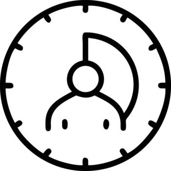 limitados en el tiempo tarea persona icono, fecha límite gestión, contorno ilustración, calendario Temporizador vector