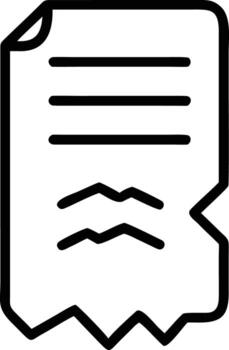 Torn paper document icon with text in simple outline style vector
