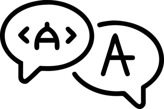 Translation language icon, speech bubbles, communication, simple line art , conversation, message, multilingual vector