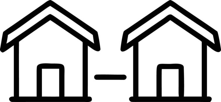 Two connected houses in simple line art style for network concept vector