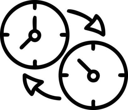 Two clocks with arrows indicating a change in time, icon vector