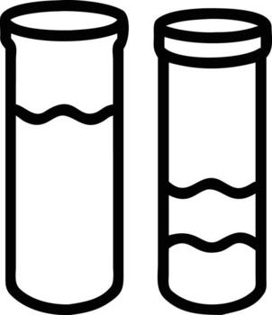 Two lab test tubes outline illustration filled with liquid for science experiments vector