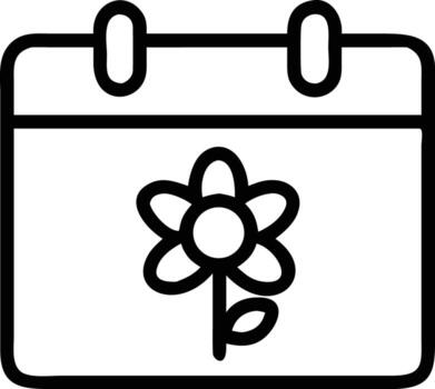 calendario icono con flor ilustración, primavera evento símbolo , sencillo línea Arte vector