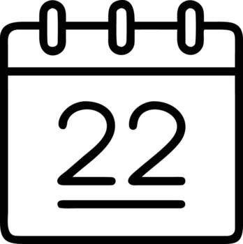 calendario icono con veinte dos fecha contorno estilo para ui diseño vector