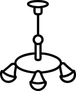 Ceiling lamp with three shades in simple outline style vector