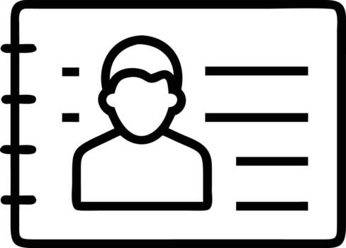 Contact list icon with user profile and information lines in outline style vector