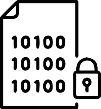 Data protection line art illustration with file and lock icon on white vector