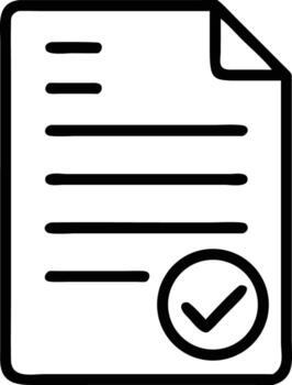 documento contorno icono con cheque marca en formar representando terminado tarea vector