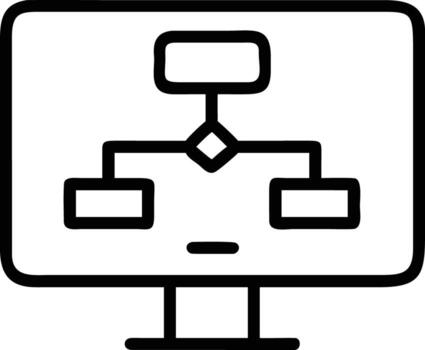 garabatear estilo computadora monitor demostración jerárquico fluir gráfico ilustración en negro vector