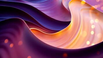 lila och orange abstrakt vågor strömma tvärs över de skärm med bokeh effekt video