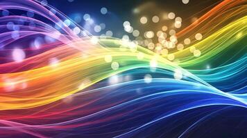 regnbåge Vinka mönster med lysande bokeh lampor på mörk bakgrund skapar en skön effekt video