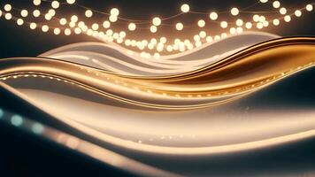 abstrakt gyllene vågor och skimrande ljus strängar belysa de scen i en rytmisk mönster video