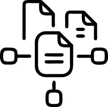 File sharing network outline icon, data transfer, document connection diagram, cloud service vector