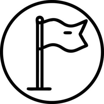 Flag icon in circle design, success or location pointer symbol vector