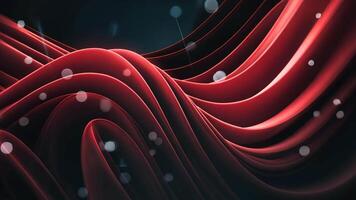 Red Abstract Waves Ripple Across Dark Background With Floating Particles Around video