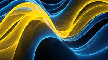 Abstract Waves of Yellow and Blue Colors Flowing in a Dark Space video