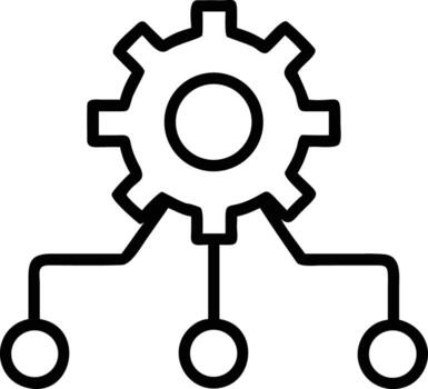 engranaje con conexiones línea Arte ilustración para redes y proceso automatización diseño vector