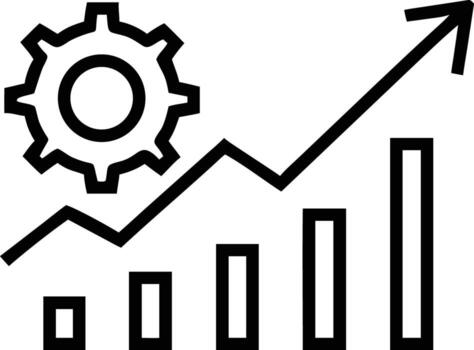 Graph with Gear and Upward Arrow Performance and Progress Illustration vector