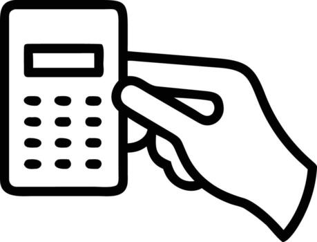 Hand Using Electronic Device with Buttons in Outline Style vector