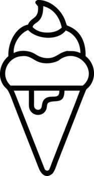 Ice cream cone with drizzle in simple black line art style vector