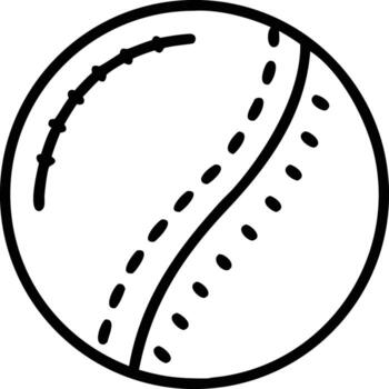 Isolated baseball icon in simple outline drawing style with stitches and curved lines vector