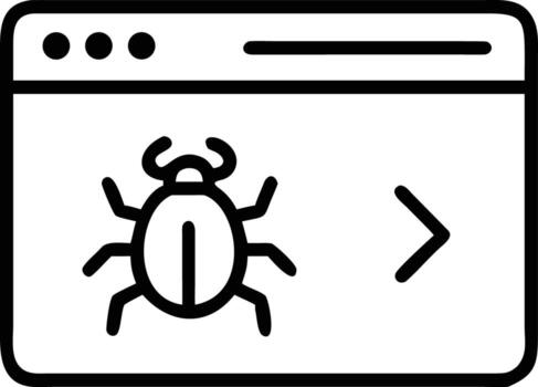 Line art application window with code and bug icon illustration vector