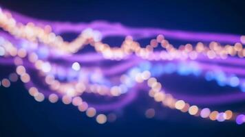 kväll visa av dekorativ sträng lampor i parkera video