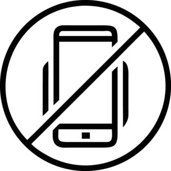 Line art prohibition sign displaying a crossedout smartphone symbol, design element vector
