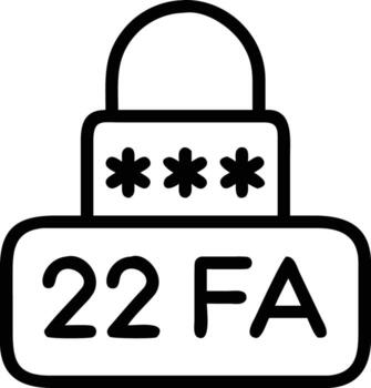línea Arte dos factor autenticación icono con números y asterisco símbolos vector