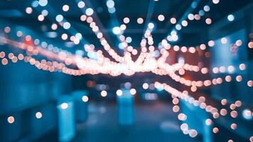 hängande sträng lampor skapa abstrakt bokeh på kväll fest i san francisco video