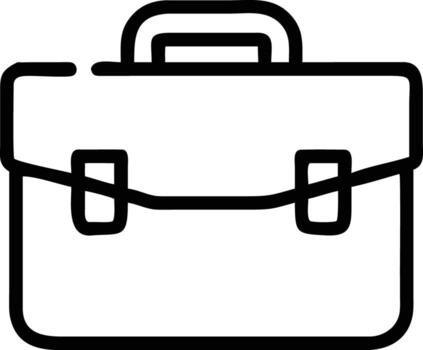 Minimalist line art illustration of a briefcase with a handle and clasp vector