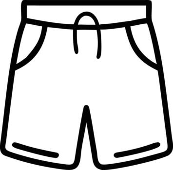 Minimalist outline of sport shorts with drawstring and pockets design element vector