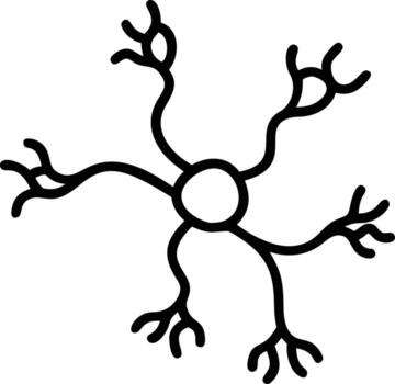 Neuron cell illustration in simple line art style for science education resources vector