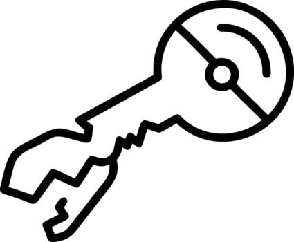 Broken key outline icon showing metal fracture and damage, security concept vector