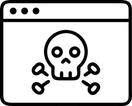Browser window icon showing skull and crossbones as a design vector