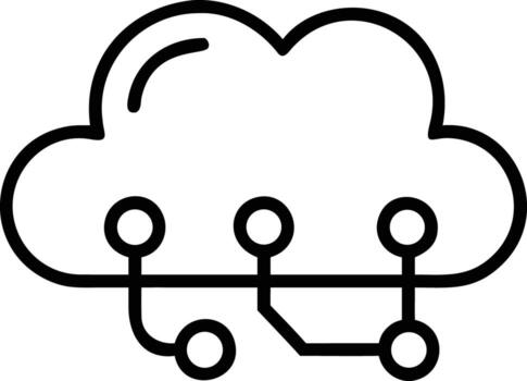 Cloud computing network outline icon. Modern connected system line design vector