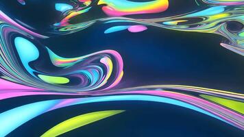 Colorful Abstract Wavy Shapes Flowing on a Dark Background in a Digital Rendering video