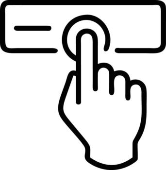 Finger pressing button icon, outline touch symbol for user interface vector